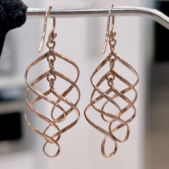 Rosegold Sterling Silver Twisted Dangle - Picture 6 of 8